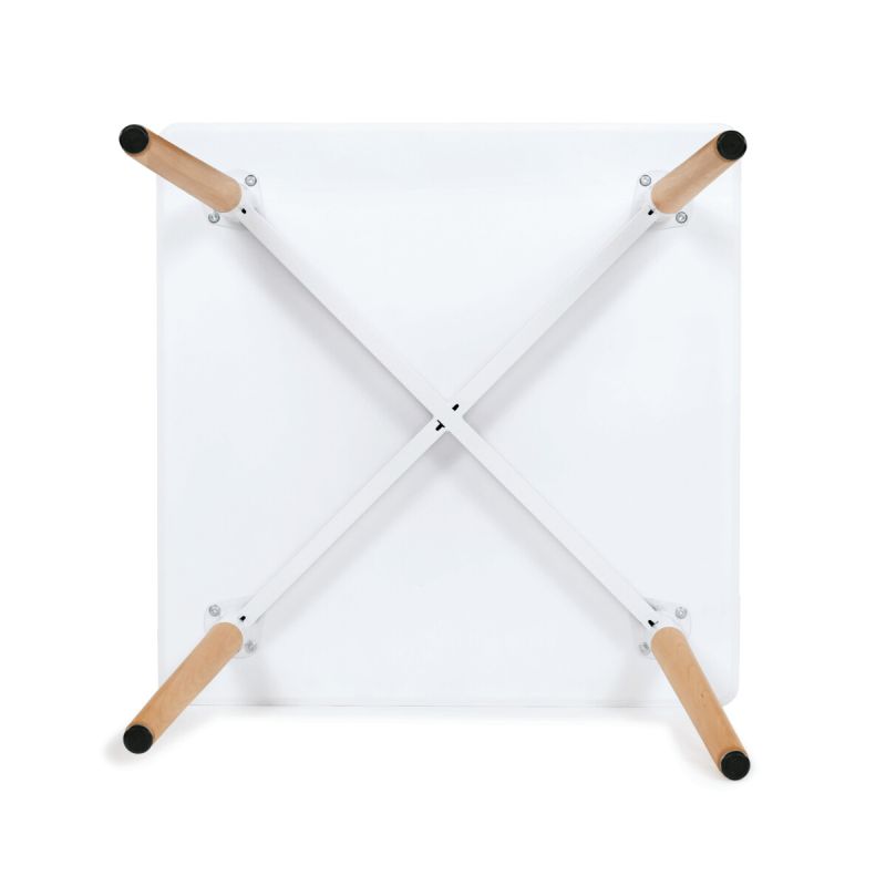 Štvorcový jedálenský stôl s bielou MDF doskou 80x80