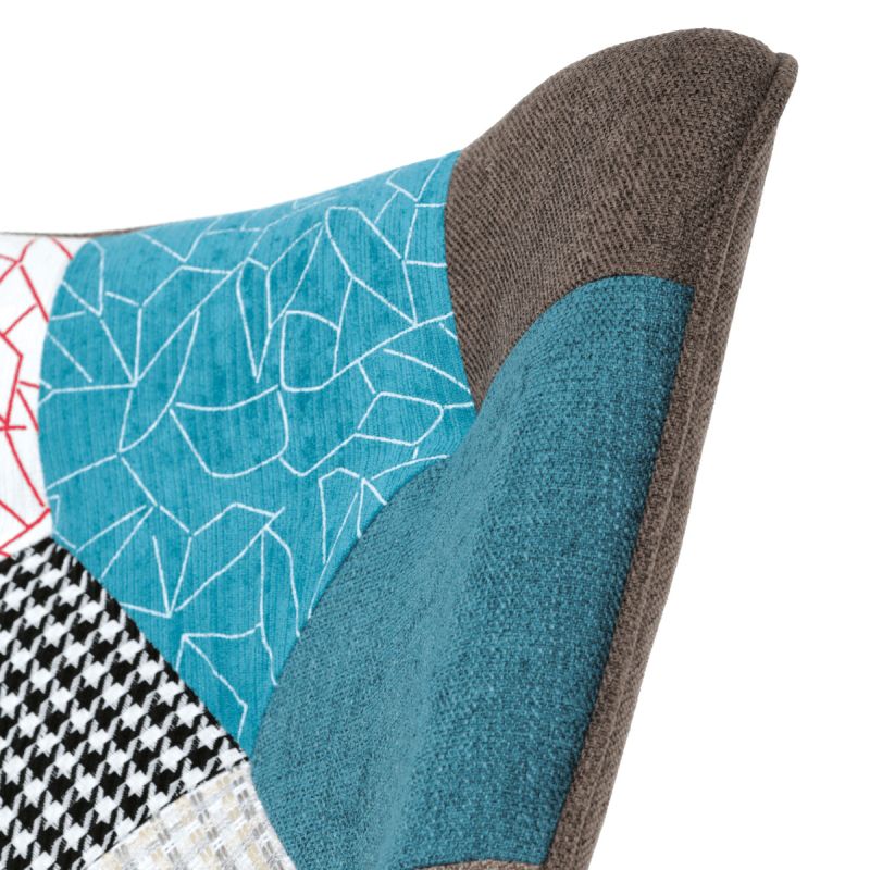 Luxusné hojdacie kreslo v modernom dizajne, poťah patchwork látka