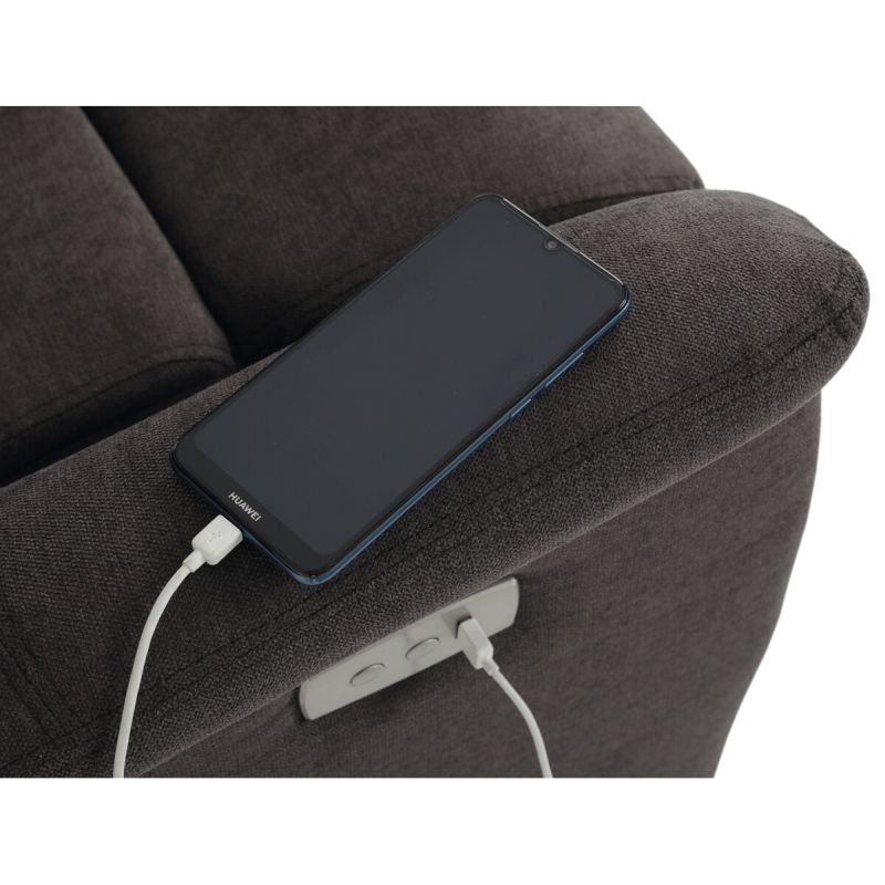 Relaxačné kreslo s elektrickým ovládaním, poťah hnedá látka
