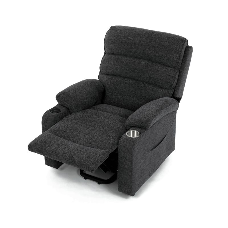 Elektrické polohovateľné relaxačné kreslo, 1 motor, sivá látka