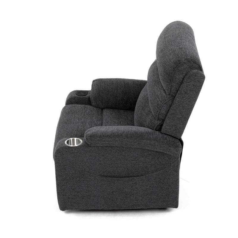 Elektrické polohovateľné relaxačné kreslo, 1 motor, sivá látka