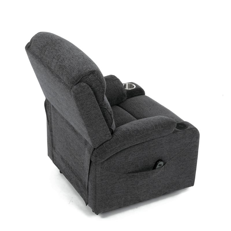 Elektrické polohovateľné relaxačné kreslo, 1 motor, sivá látka