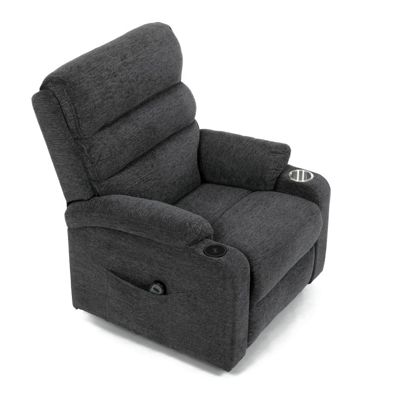 Elektrické polohovateľné relaxačné kreslo, 1 motor, sivá látka