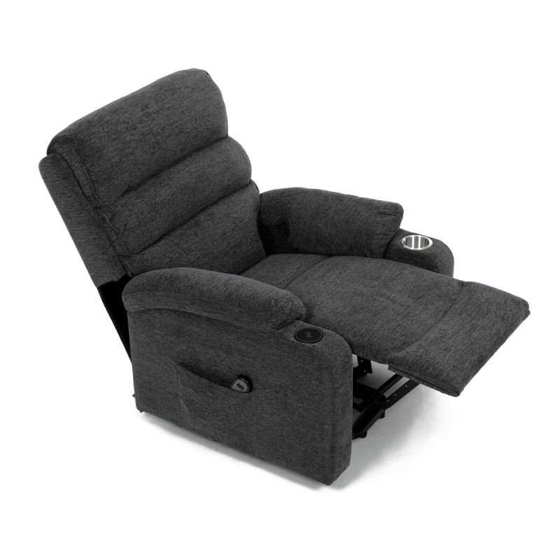 Elektrické polohovateľné relaxačné kreslo, 1 motor, sivá látka