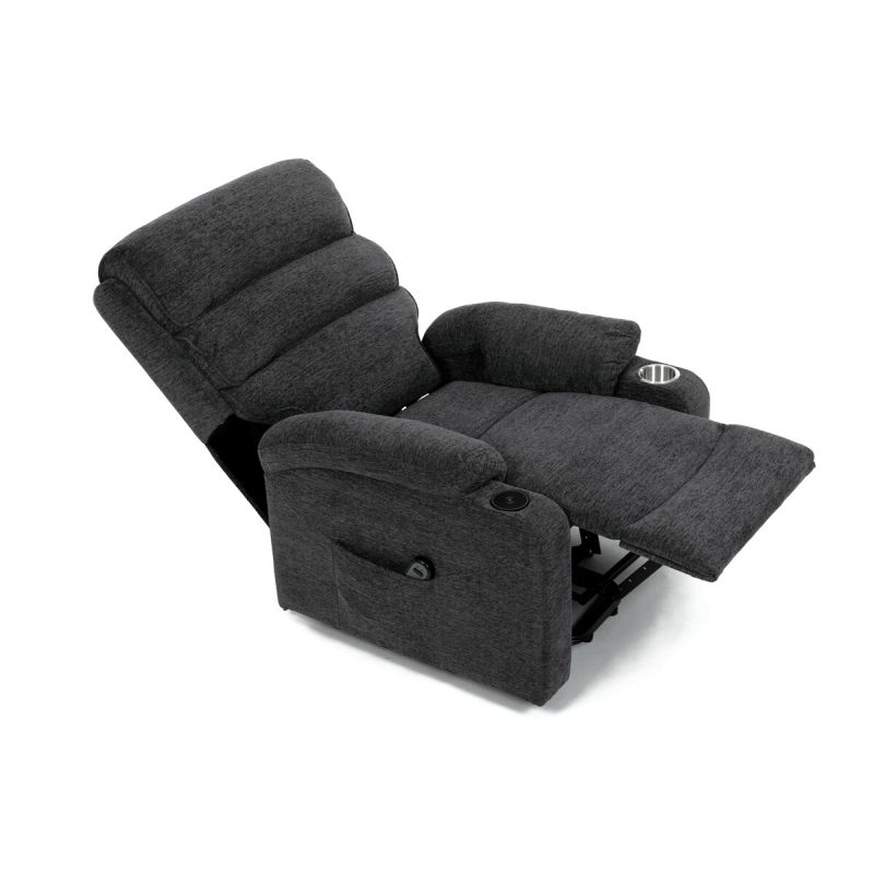 Elektrické polohovateľné relaxačné kreslo, 1 motor, sivá látka