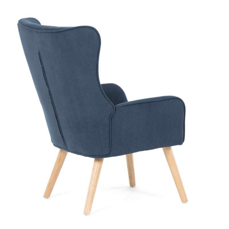 Moderné elegantné kreslo, poťah modrá menčestrová látka