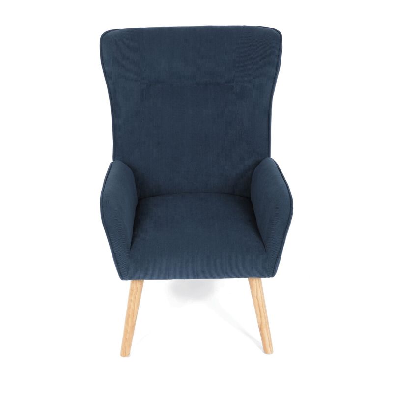 Moderné elegantné kreslo, poťah modrá menčestrová látka