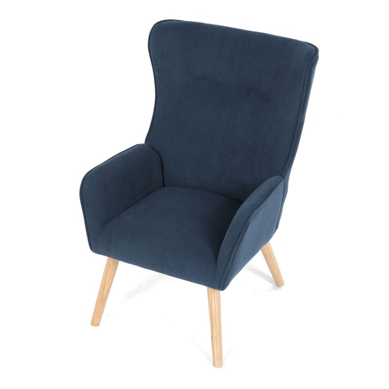 Moderné elegantné kreslo, poťah modrá menčestrová látka