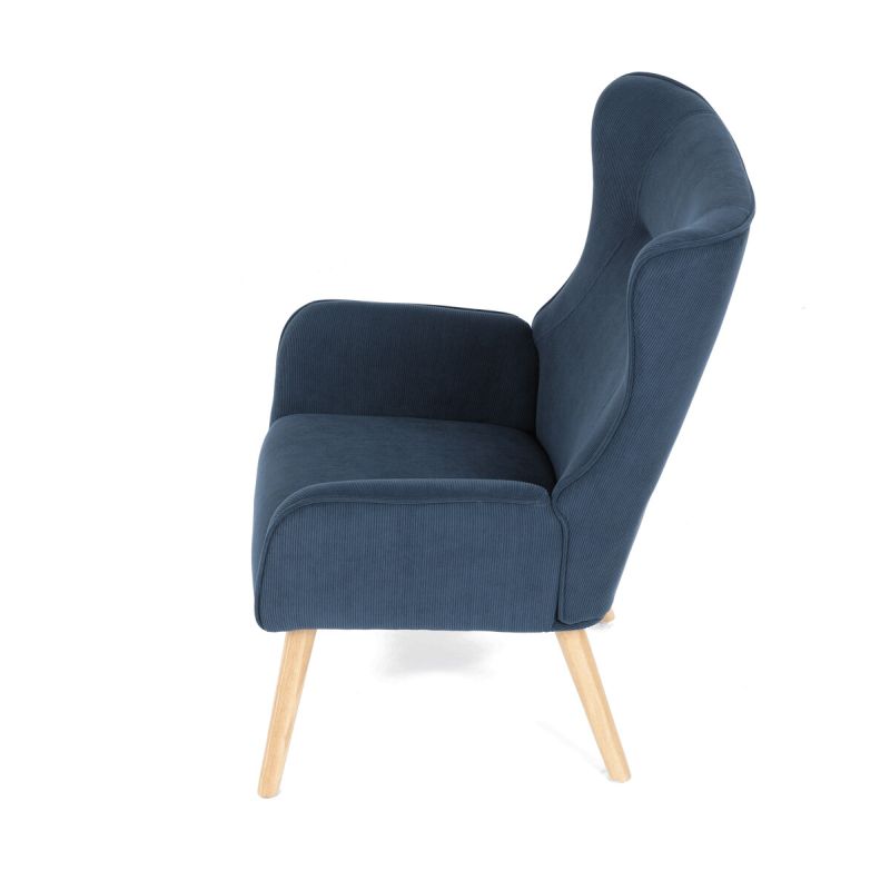 Moderné elegantné kreslo, poťah modrá menčestrová látka