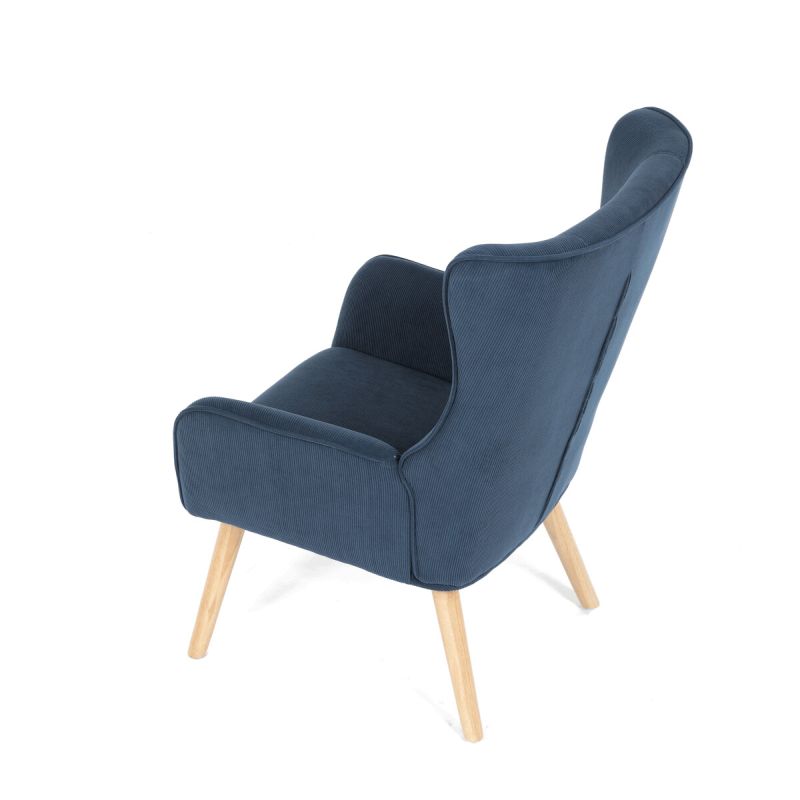 Moderné elegantné kreslo, poťah modrá menčestrová látka