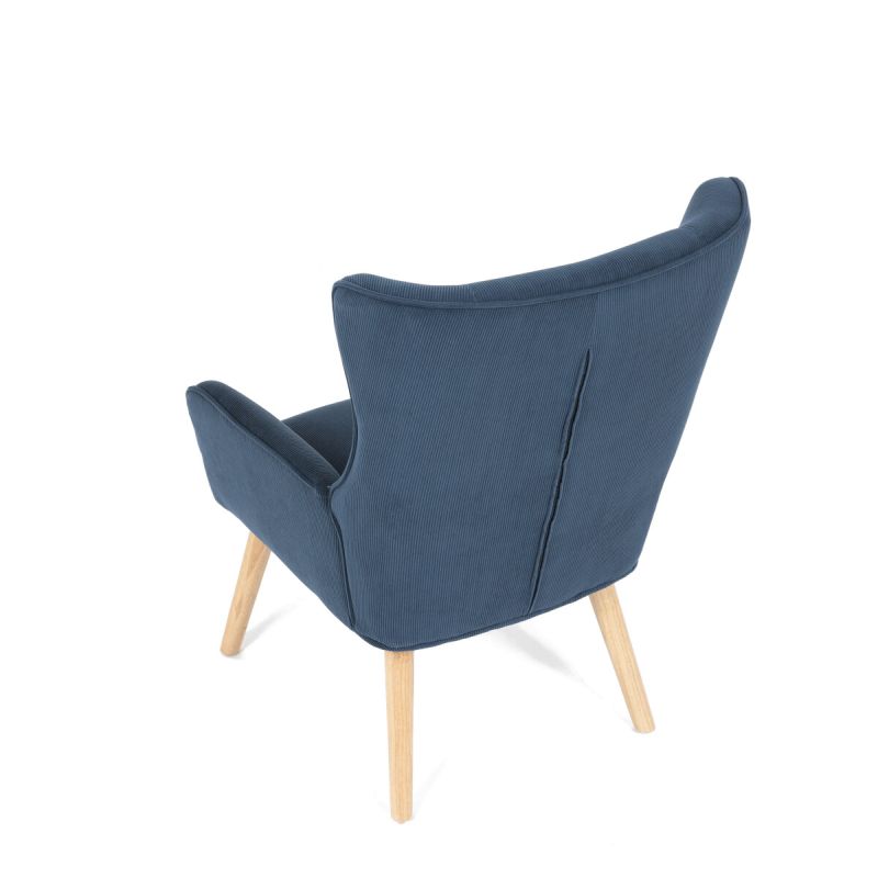 Moderné elegantné kreslo, poťah modrá menčestrová látka