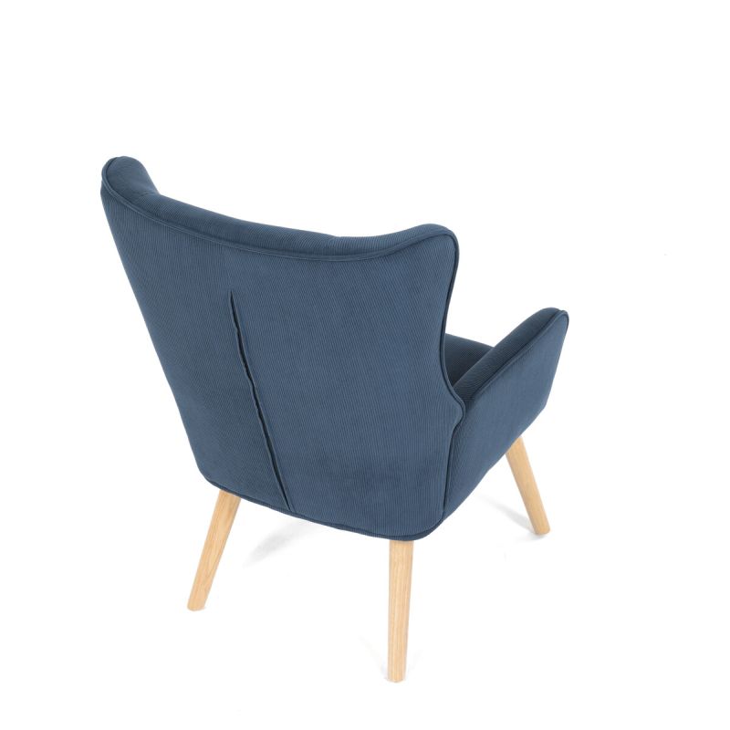 Moderné elegantné kreslo, poťah modrá menčestrová látka
