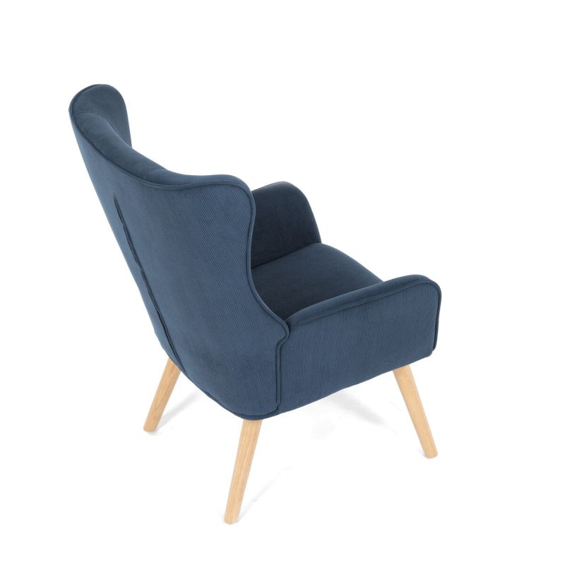 Moderné elegantné kreslo, poťah modrá menčestrová látka