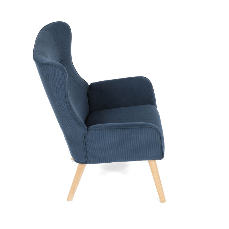 Moderné elegantné kreslo, poťah modrá menčestrová látka