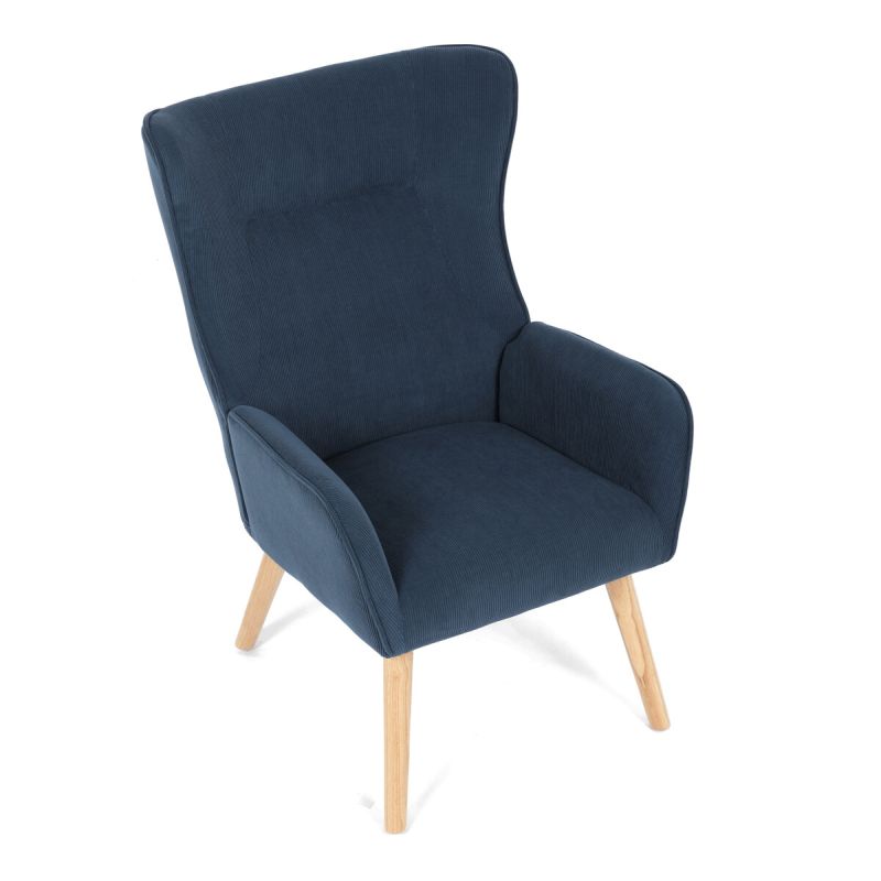 Moderné elegantné kreslo, poťah modrá menčestrová látka
