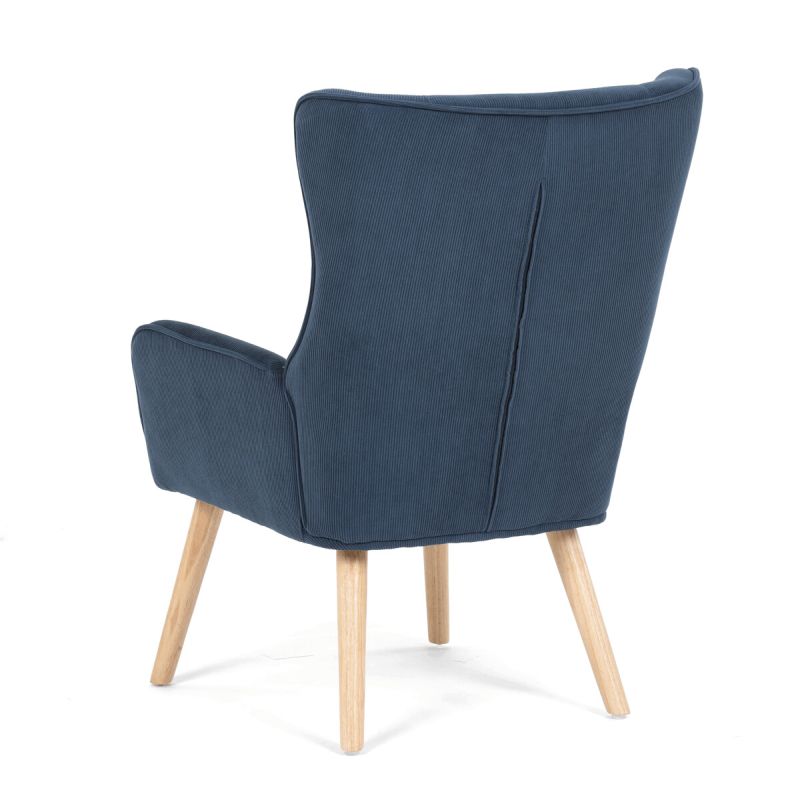 Moderné elegantné kreslo, poťah modrá menčestrová látka