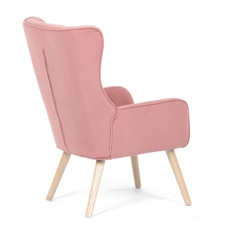 Moderné elegantné kreslo, poťah ružová menčestrová látka
