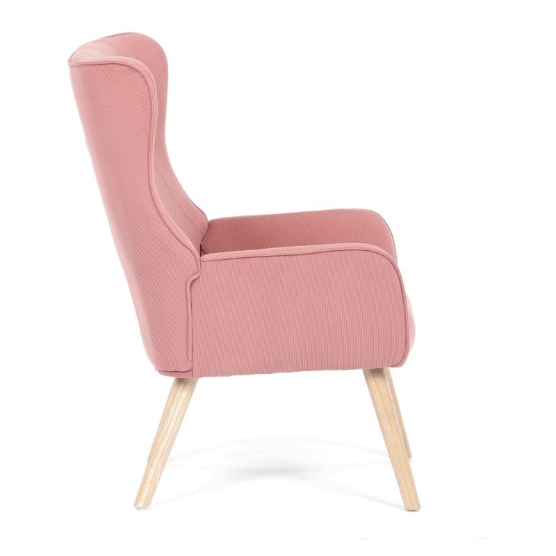 Moderné elegantné kreslo, poťah ružová menčestrová látka