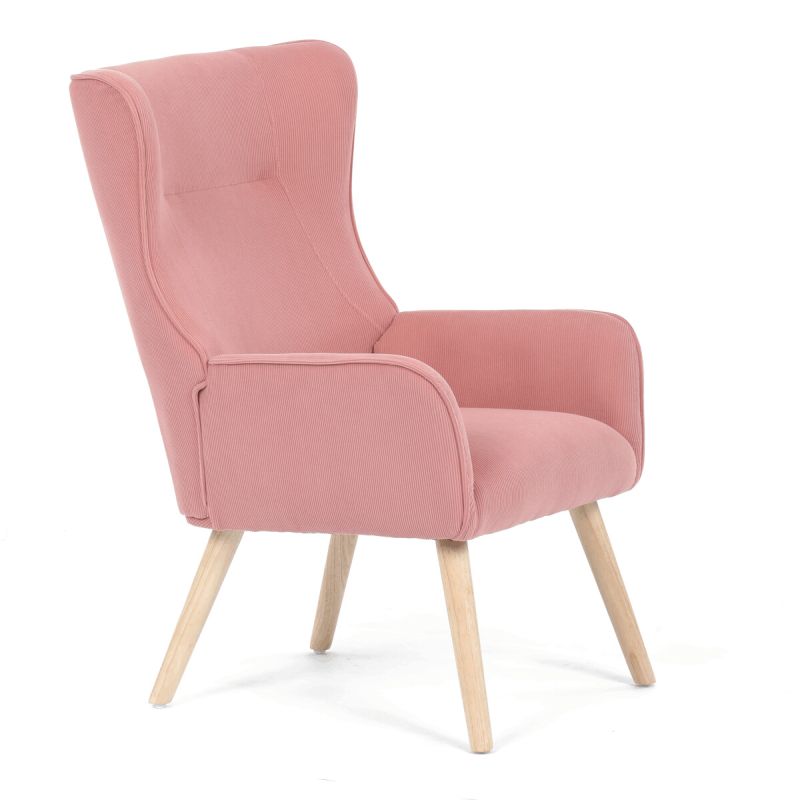 Moderné elegantné kreslo, poťah ružová menčestrová látka