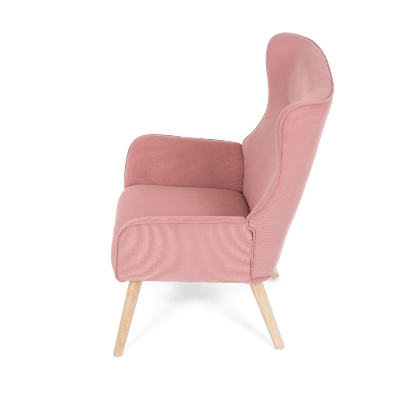 Moderné elegantné kreslo, poťah ružová menčestrová látka