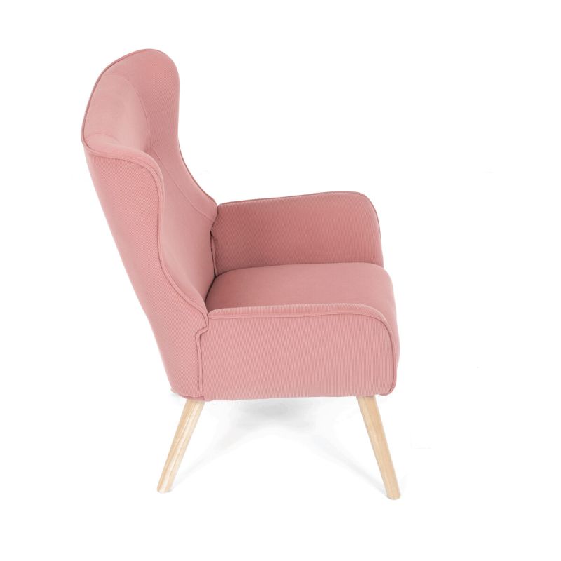 Moderné elegantné kreslo, poťah ružová menčestrová látka