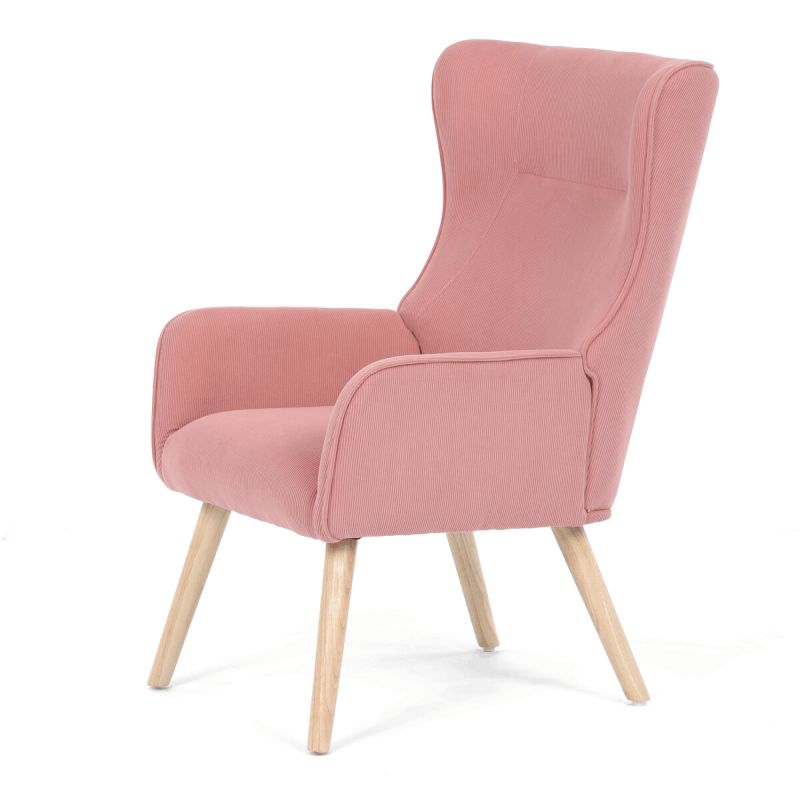 Moderné elegantné kreslo, poťah ružová menčestrová látka