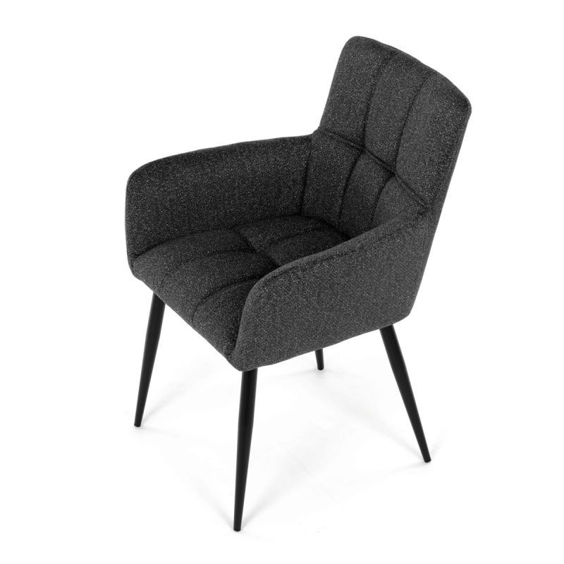 Elegantná tmavo sivá jedálenská stolička s podrúčkami