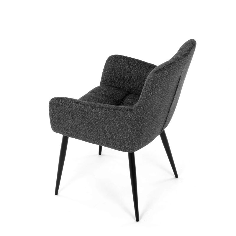 Elegantná tmavo sivá jedálenská stolička s podrúčkami