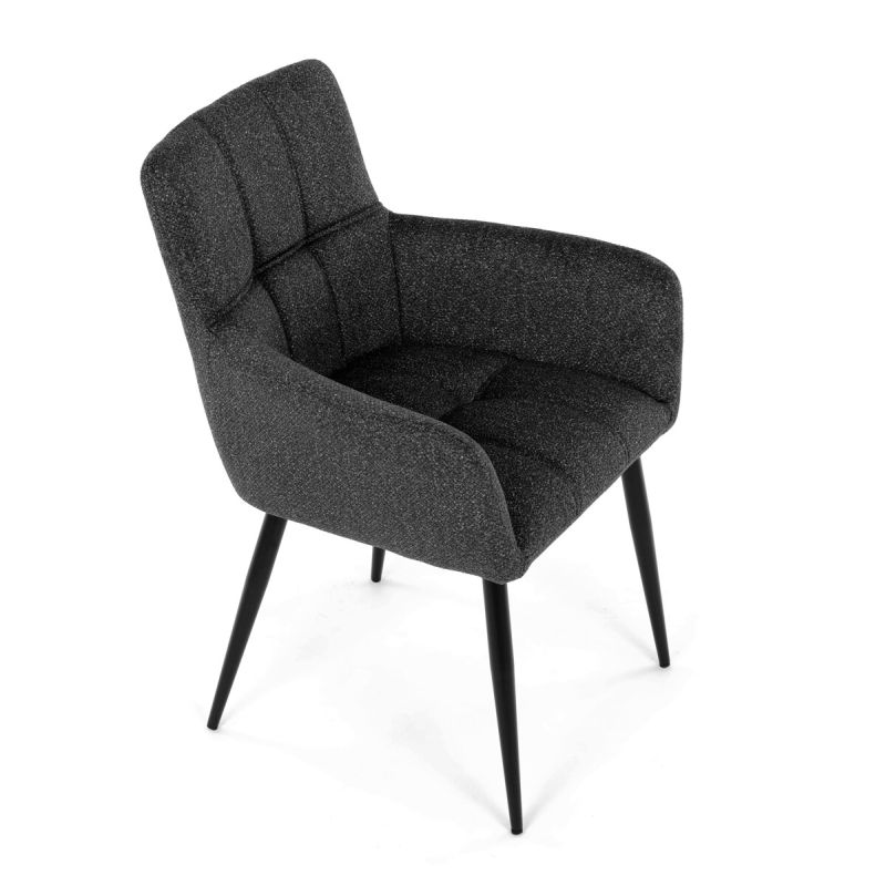 Elegantná tmavo sivá jedálenská stolička s podrúčkami