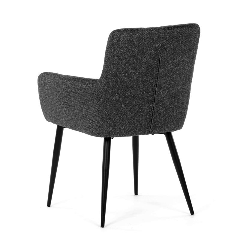 Elegantná tmavo sivá jedálenská stolička s podrúčkami