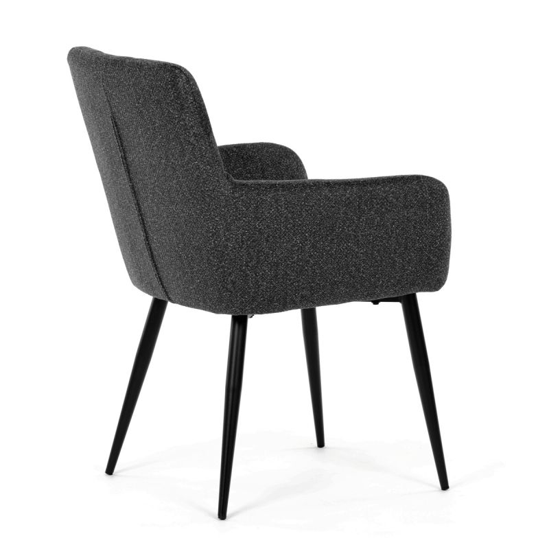 Elegantná tmavo sivá jedálenská stolička s podrúčkami