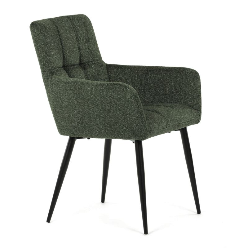 Elegantná zelená jedálenská stolička s podrúčkami