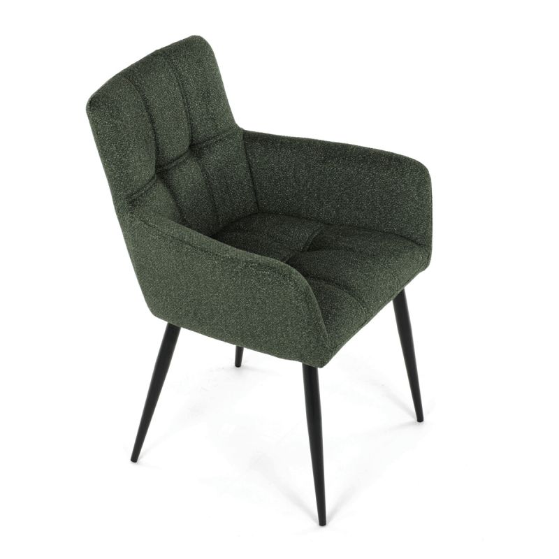 Elegantná zelená jedálenská stolička s podrúčkami