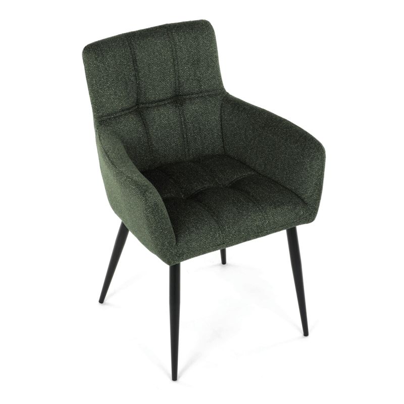 Elegantná zelená jedálenská stolička s podrúčkami