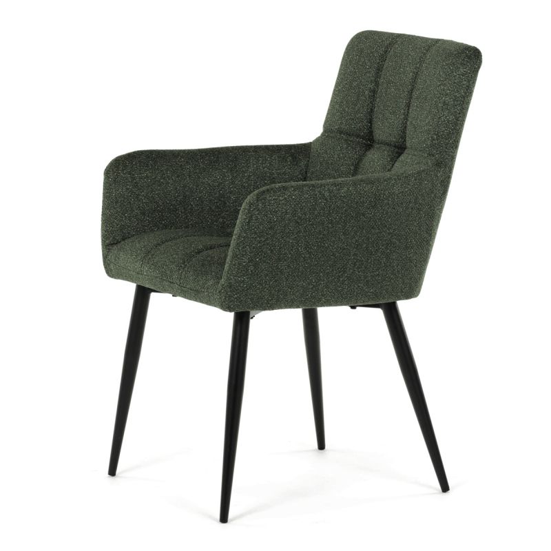 Elegantná zelená jedálenská stolička s podrúčkami