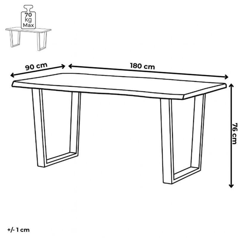 Stôl jedálenský 180x90, MDF doska dekor divoký dub, nohy v tvare U