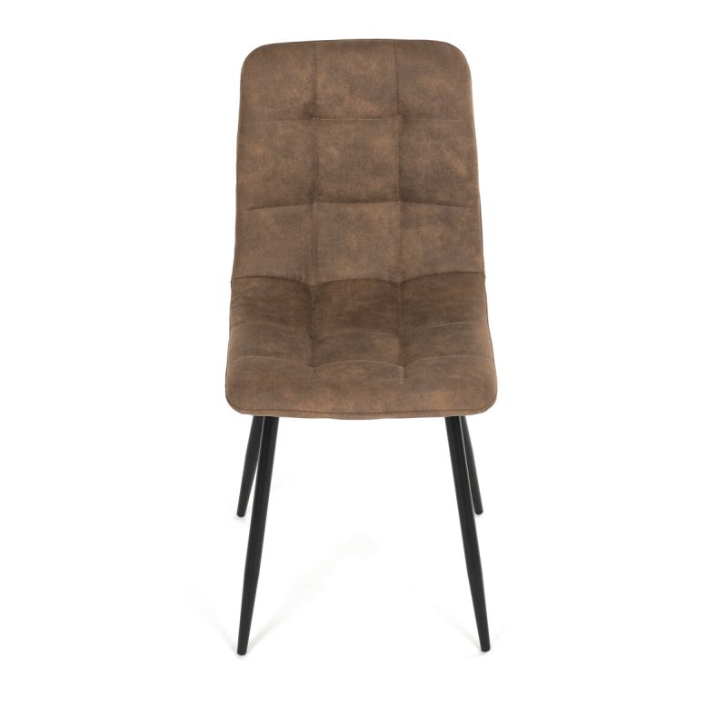 Jedálenská minimalistická stolička v industriálnom štýle, béžová vintage látka