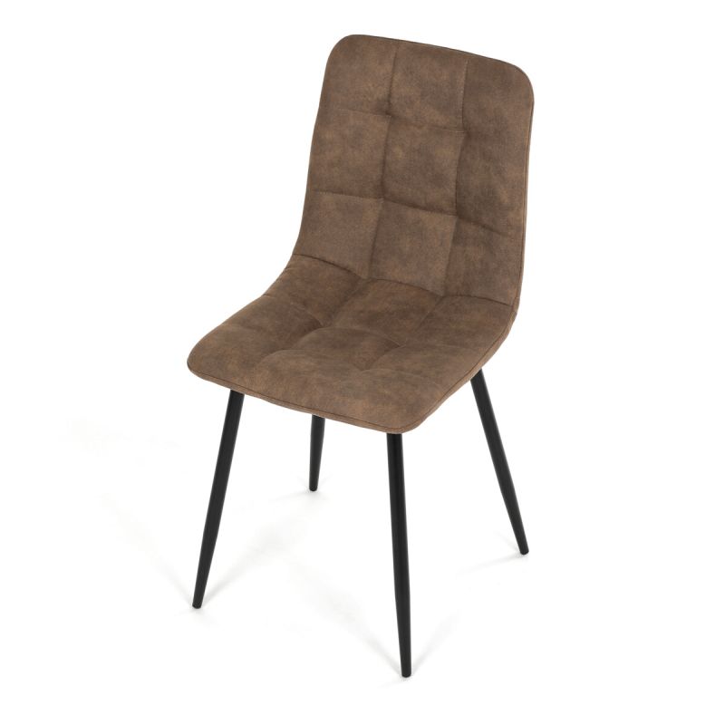 Jedálenská minimalistická stolička v industriálnom štýle, béžová vintage látka