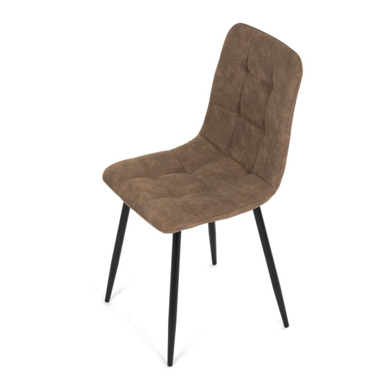 Jedálenská minimalistická stolička v industriálnom štýle, béžová vintage látka