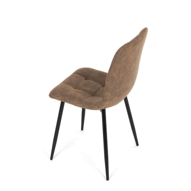Jedálenská minimalistická stolička v industriálnom štýle, béžová vintage látka