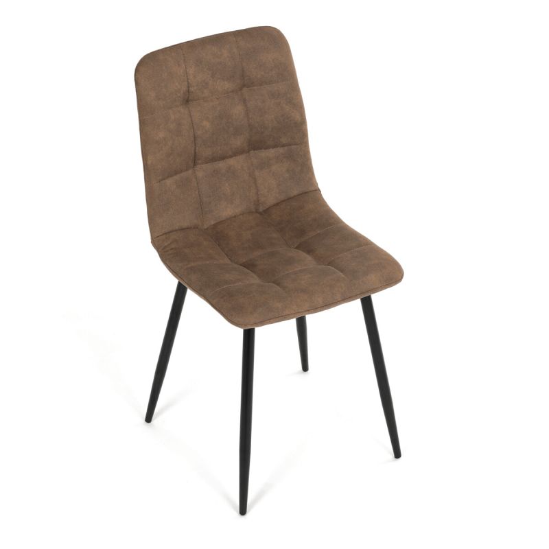 Jedálenská minimalistická stolička v industriálnom štýle, béžová vintage látka