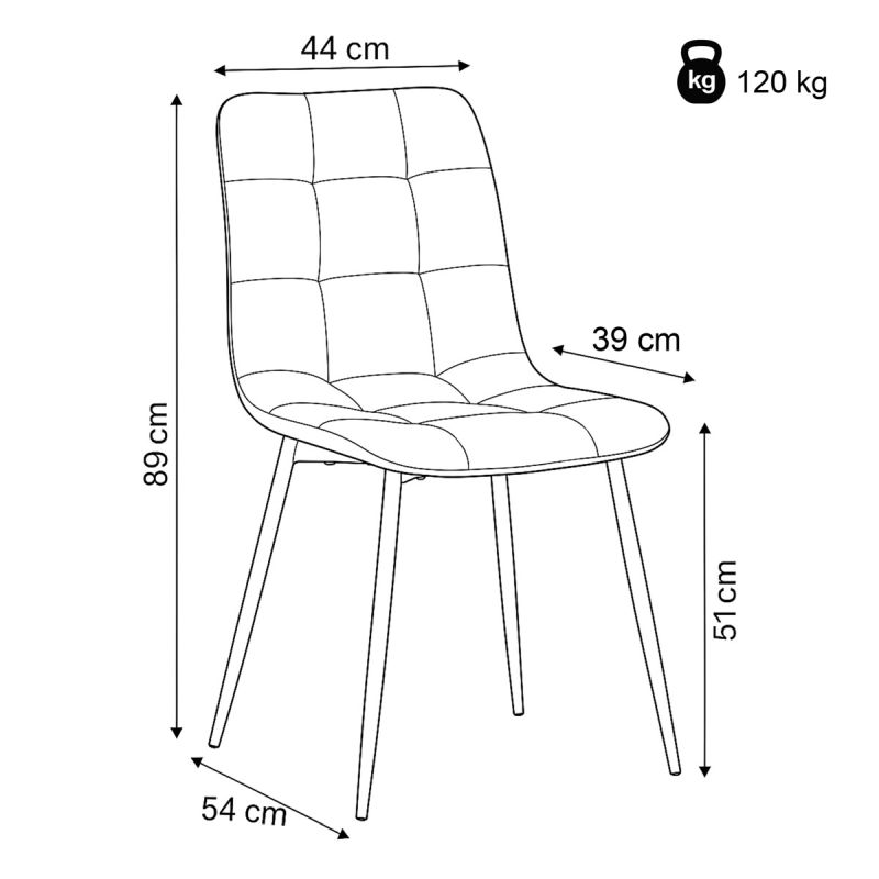 Jedálenská minimalistická stolička v industriálnom štýle, béžová vintage látka