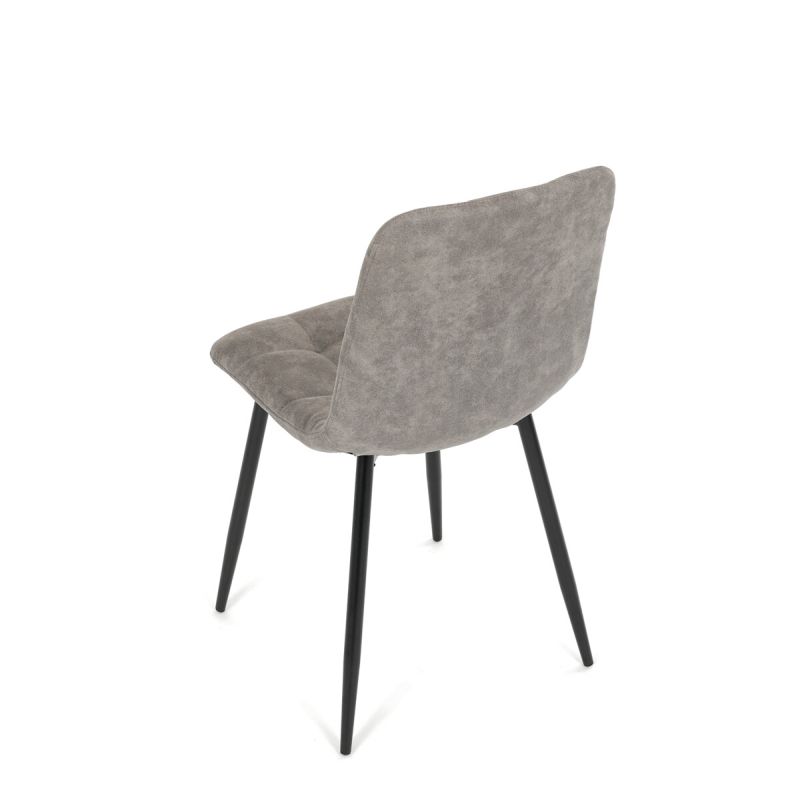 Jedálenská minimalistická stolička v industriálnom štýle, sivá vintage látka