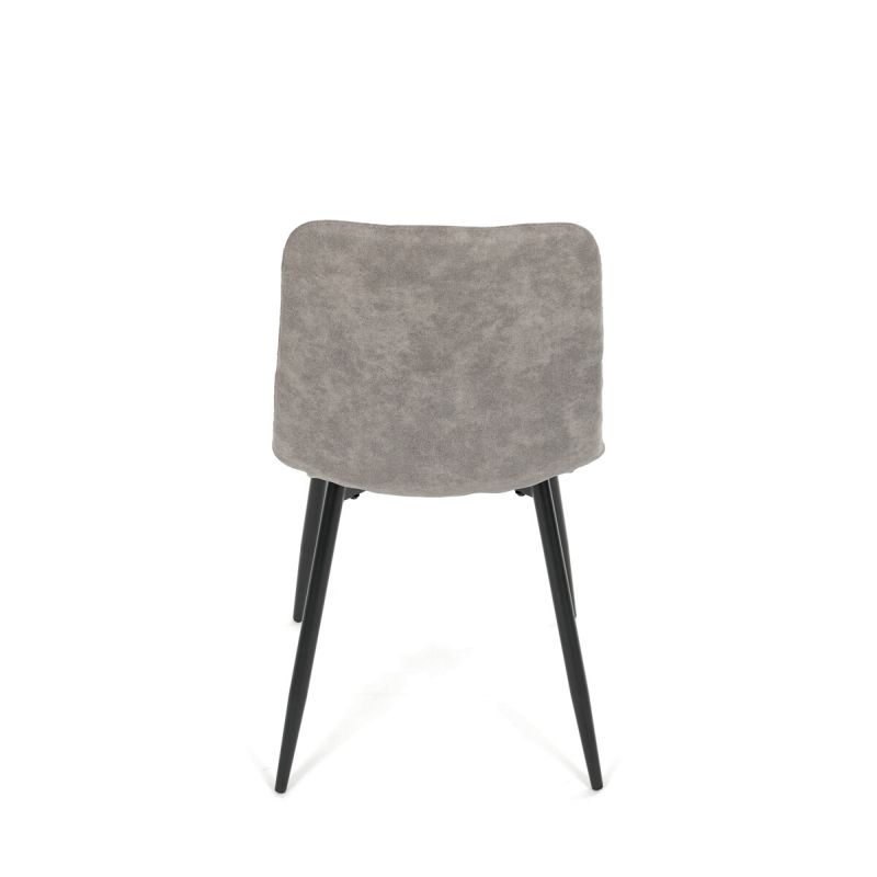Jedálenská minimalistická stolička v industriálnom štýle, sivá vintage látka