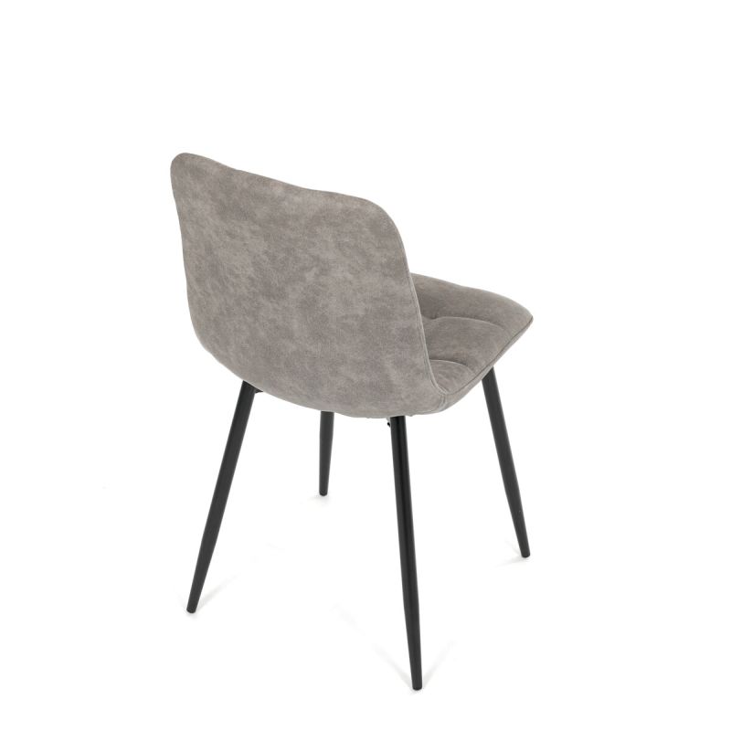 Jedálenská minimalistická stolička v industriálnom štýle, sivá vintage látka
