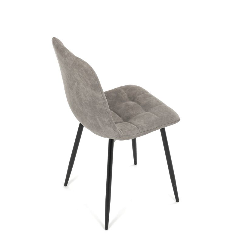 Jedálenská minimalistická stolička v industriálnom štýle, sivá vintage látka