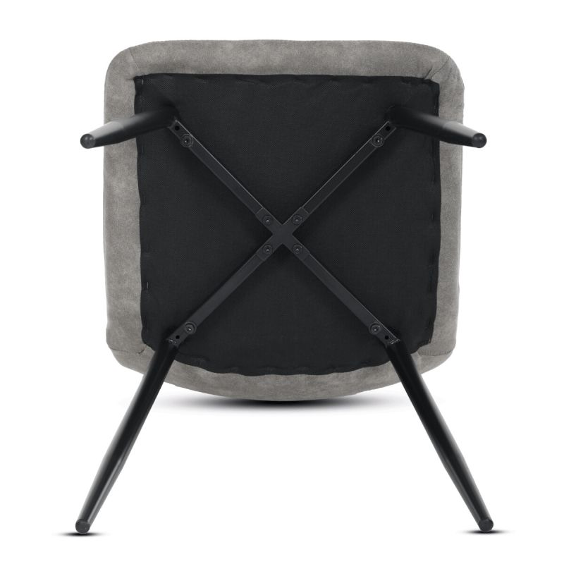Jedálenská minimalistická stolička v industriálnom štýle, sivá vintage látka