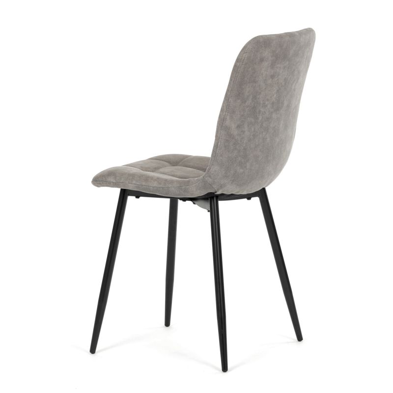 Jedálenská minimalistická stolička v industriálnom štýle, sivá vintage látka