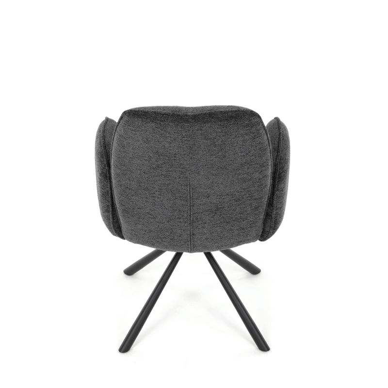 Elegantná jedálenská stolička, antracitová hladká látka, čierny kov