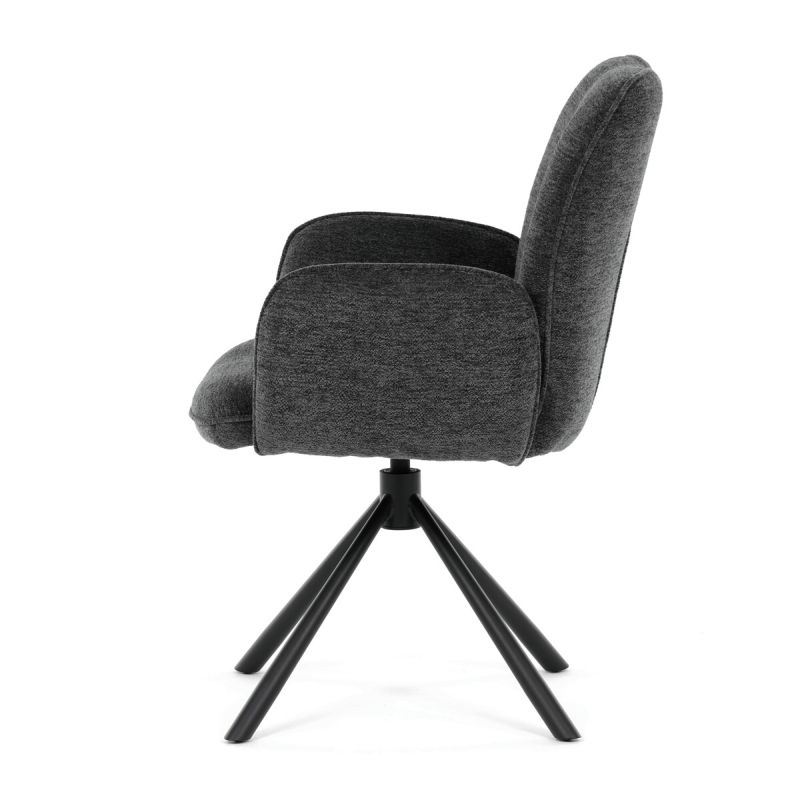 Elegantná jedálenská stolička, antracitová hladká látka, čierny kov